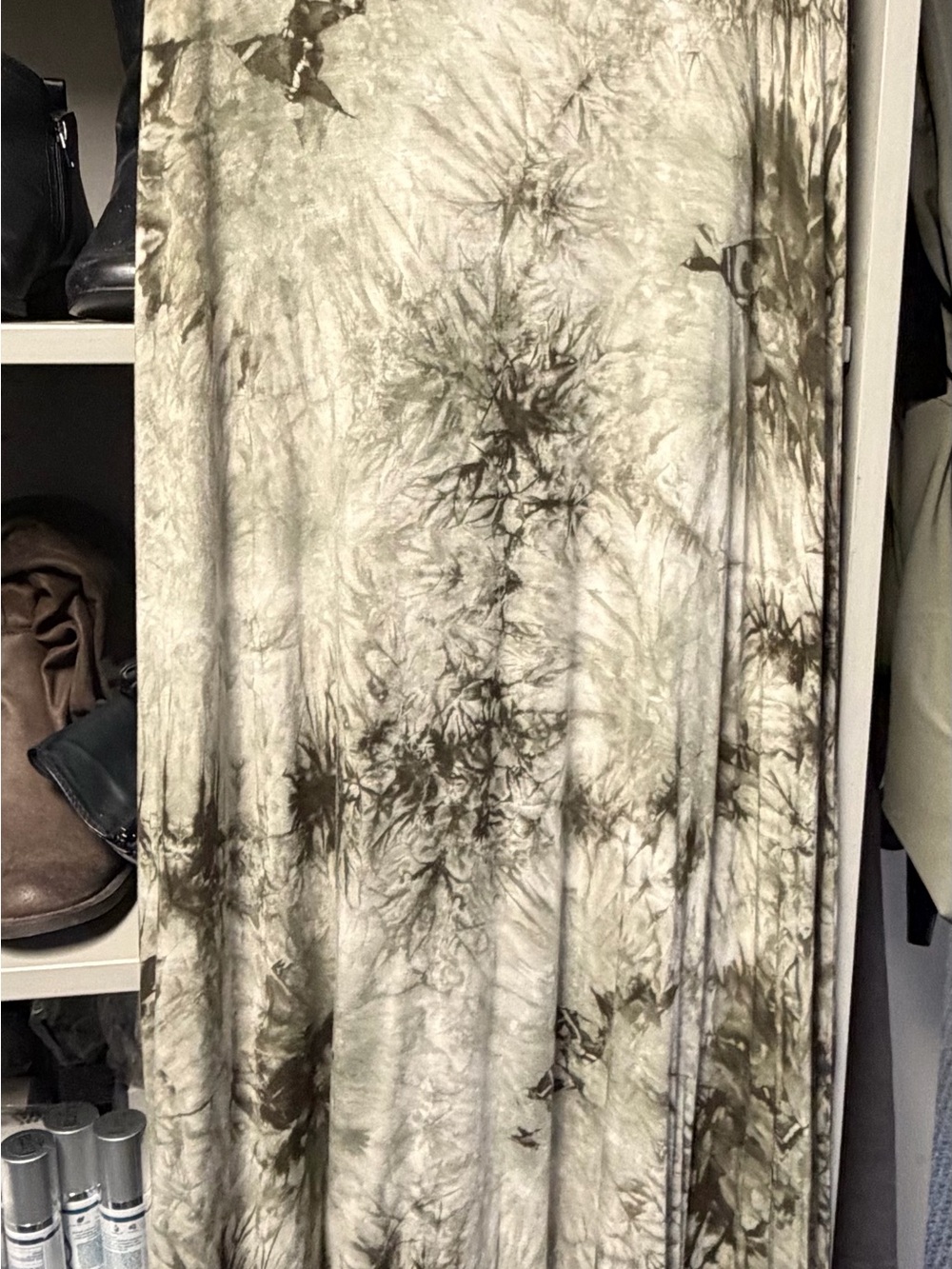 Tie-Dye Maxi Skirt in Olive and Cream
